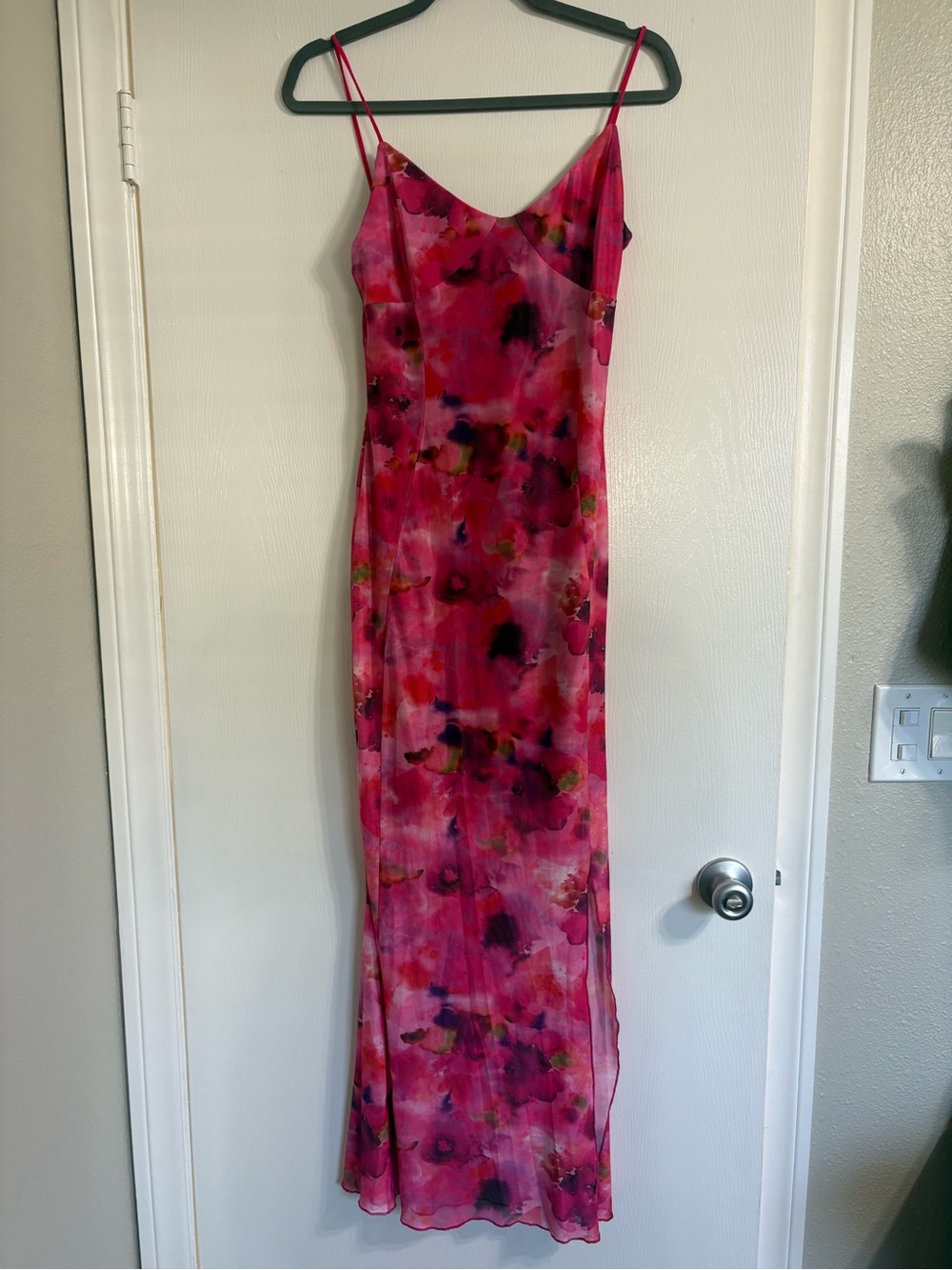 Fashion Nova Hot Pink Floral Slip Maxi Dress